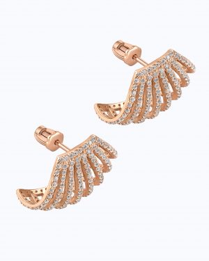 золоті сережки пусети віяло з фіанітами застібка закрутка ZARUTSKY